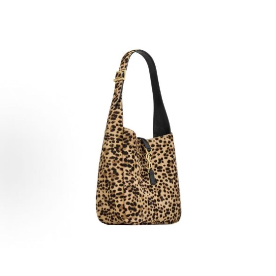 SAINT LAURENT LE5A7 Adjustable shoulder strap leopard print hand-held shoulder bag for women in beige and black